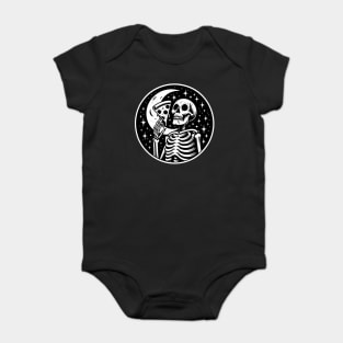 Skeleton enjoying a Slice of Pizza Baby Bodysuit